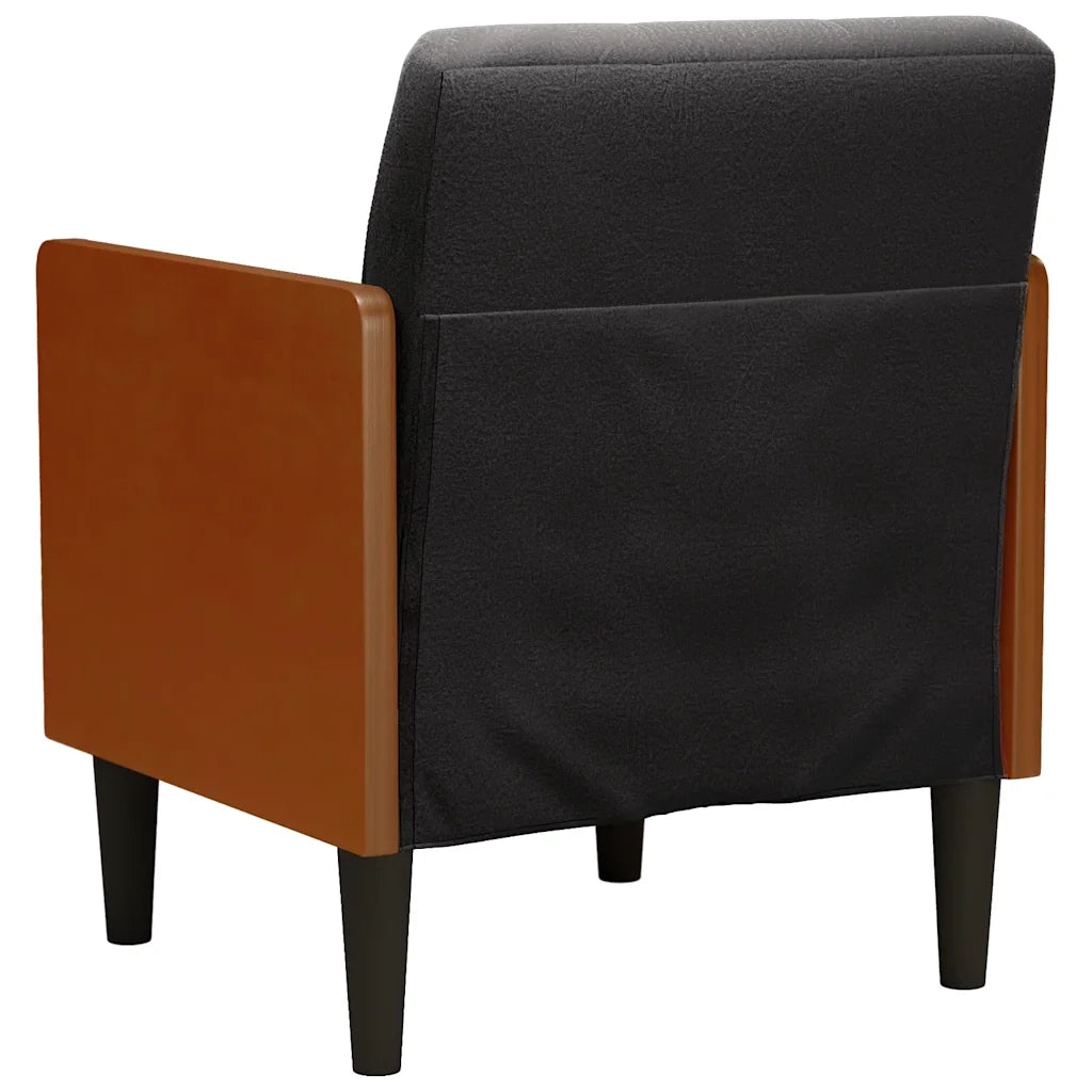 Divano Poltrona | Sedia con Braccioli Nero 55 cm in Velluto