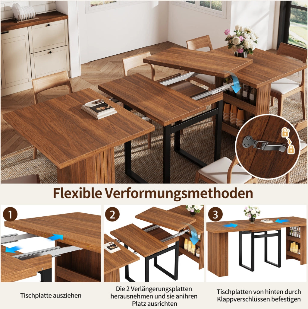 TAVOLO DA PRANZO Estensibile 120/160/200 cm MDF e Metallo Marrone Scuro