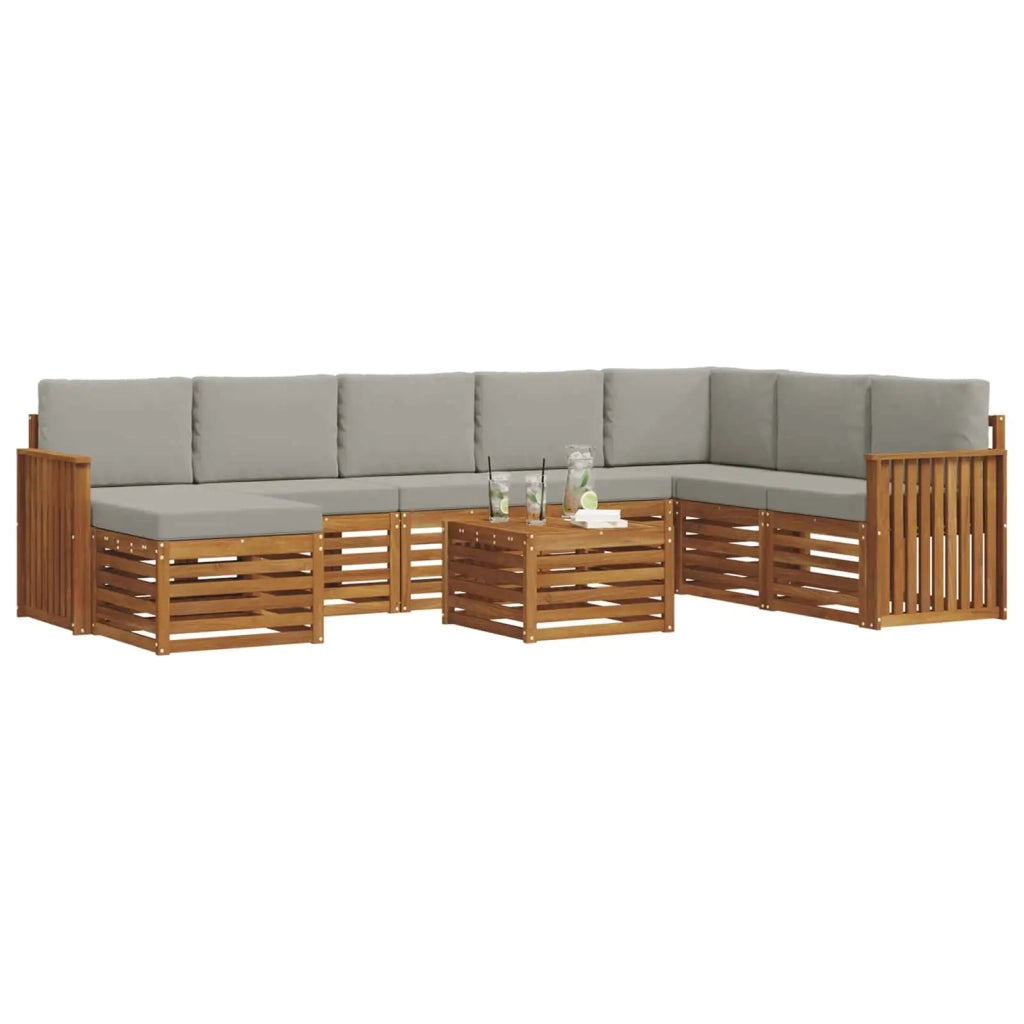 Set divano sezionale con cuscino 9 pcs Grigio Naturale e Chiaro 3375326