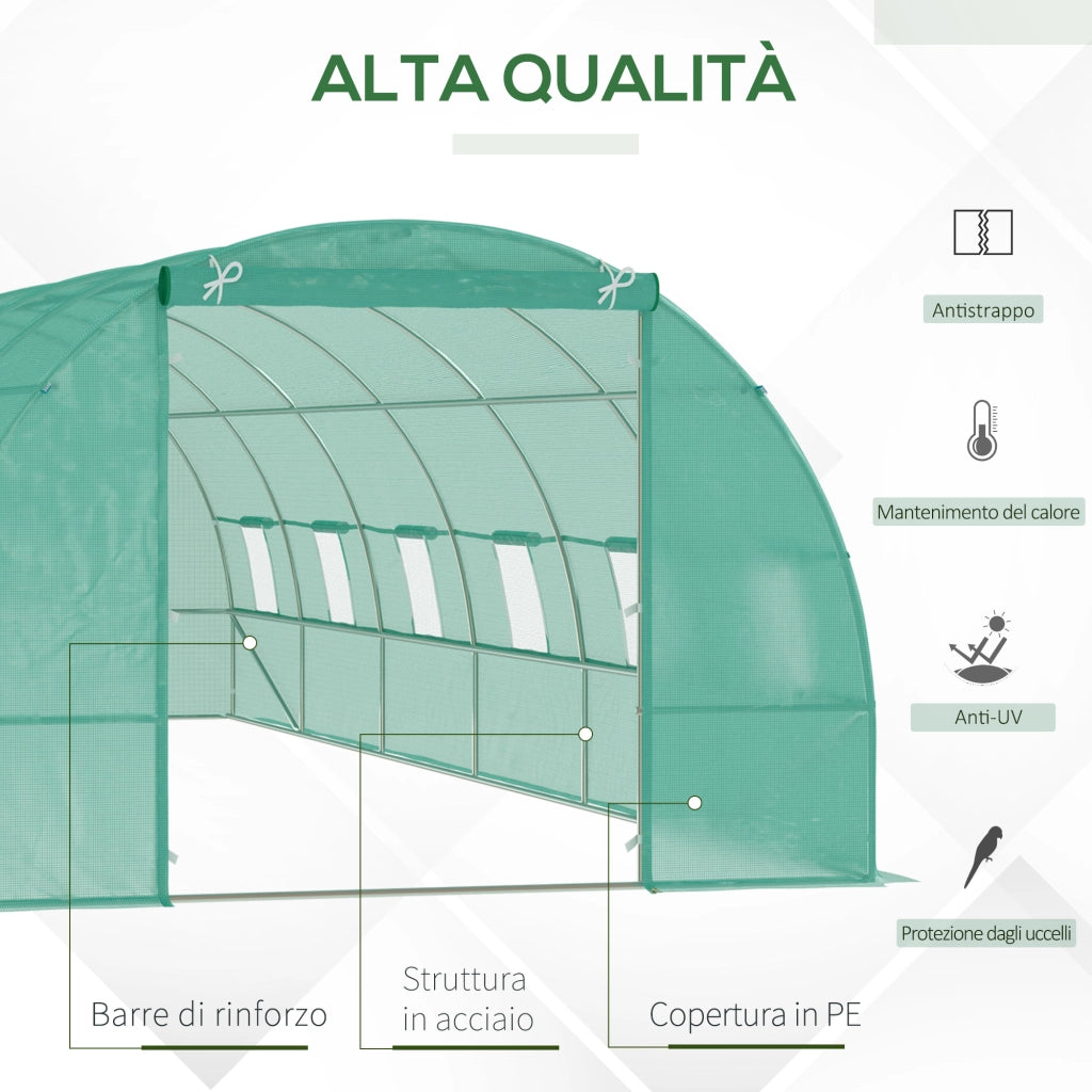 Serra da Giardino Tunnel 8x3x2 m ¨C Zephmum ¨C Acciaio, PE, Verde