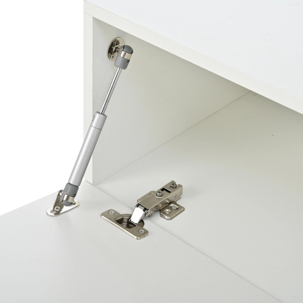 Mobile TV 190 cm bianco con LED; 2 ante a ribalta e vani a giorno HOMVRA