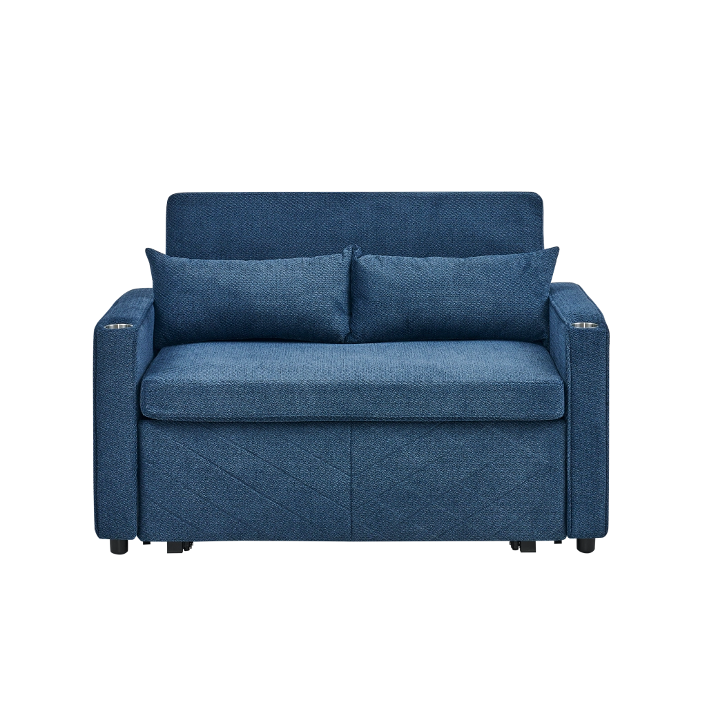 Divano Letto 2 Posti con USB ¨C MINIMAL ¨C Blu, Trasformabile