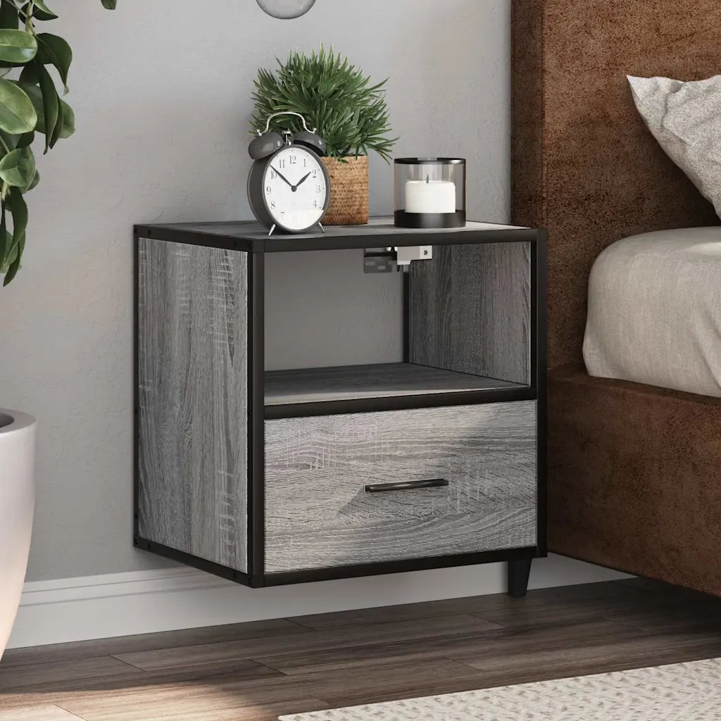 Comodino | Armadio da Notte | Mobiletto da notte a Muro Grigio Sonoma 40x31x39,5 cm