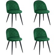 Set di 4 Sedie da Pranzo in Velluto SJ.077 Verde Bottiglia