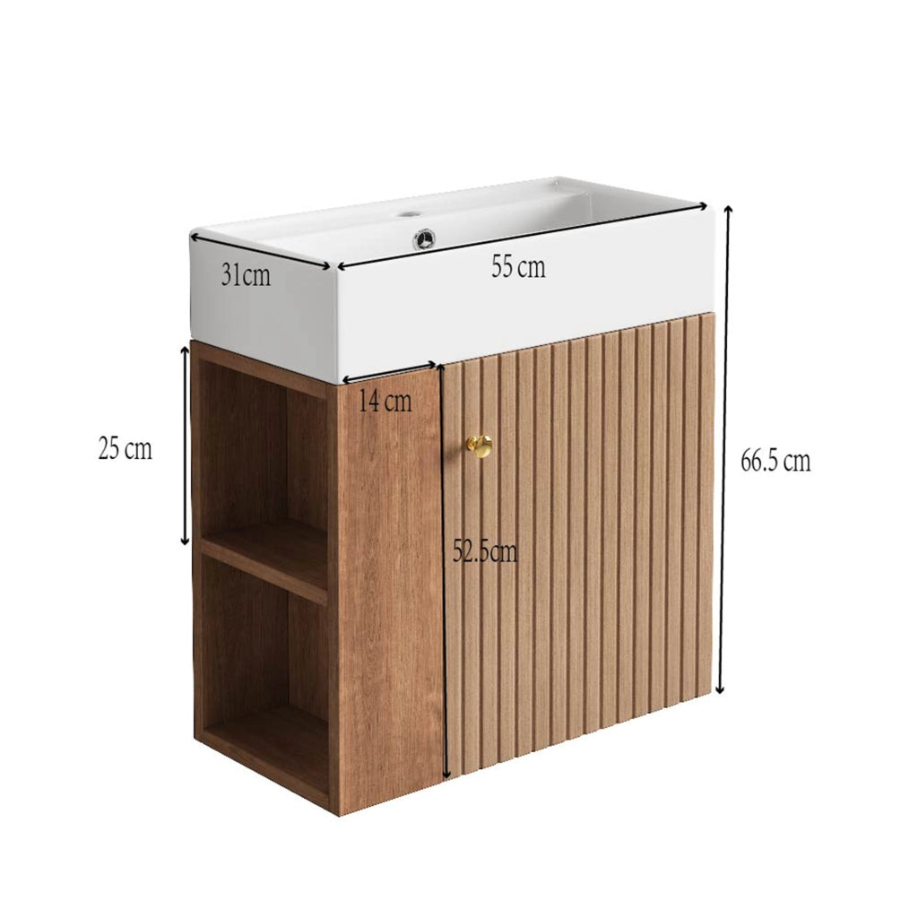 Mobile da bagno con lavabo e vani laterali - per bagno - in MDF - marrone