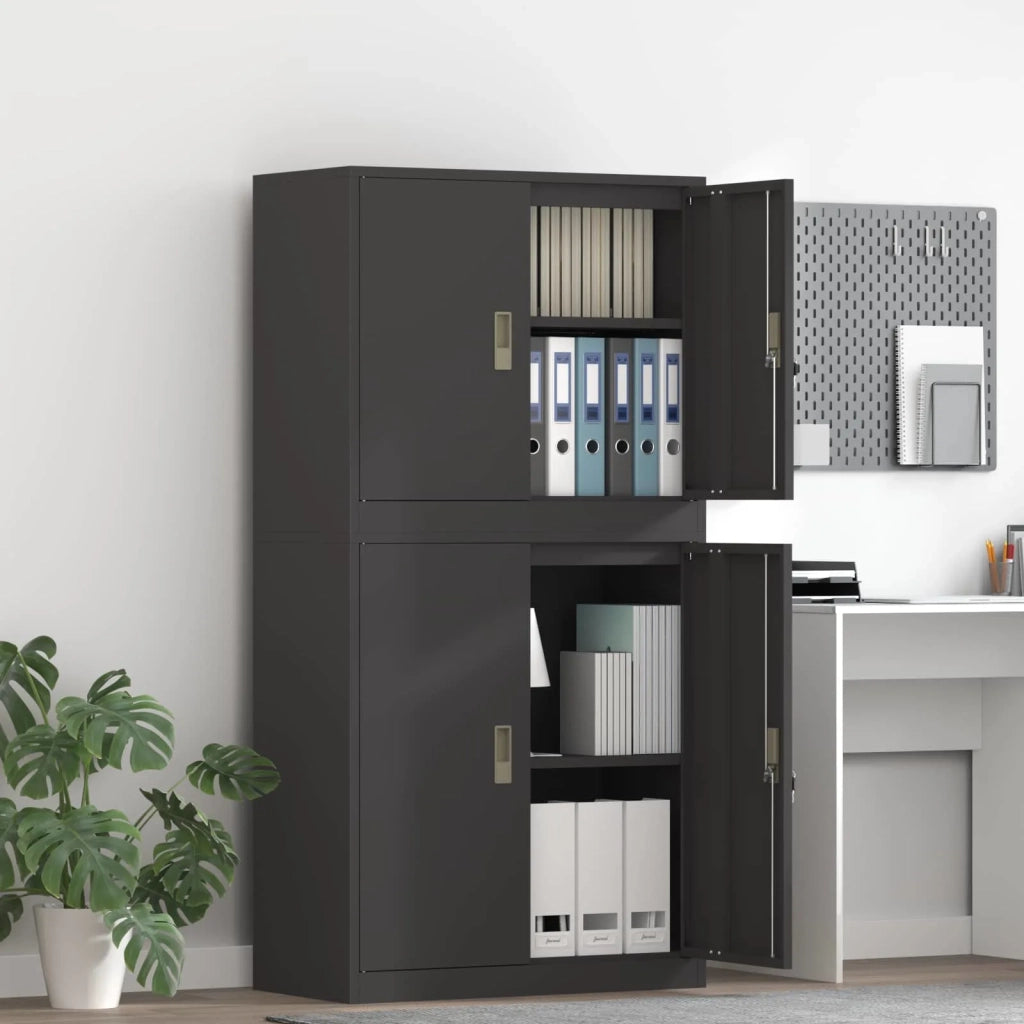 Armadio 2 pz Nero 80 x 40 x 160 cm Acciaio Bloccabile 3438729