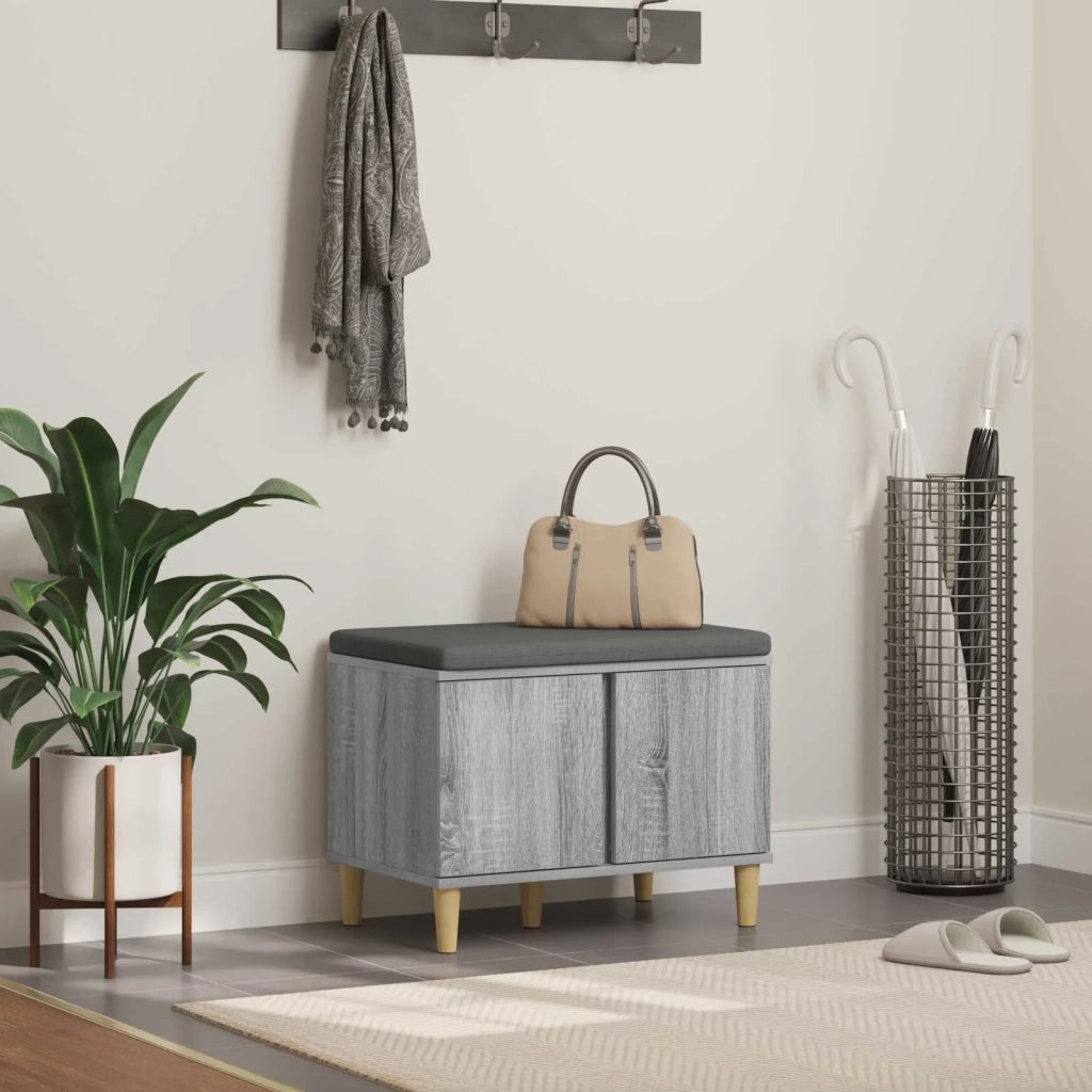 Panca per ingresso con cuscino Sonoma grigia 60 x 38 x 46 cm