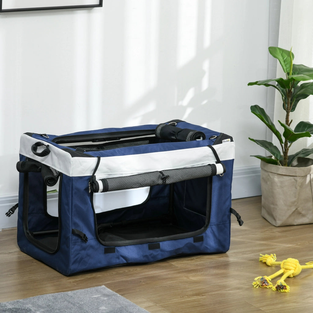 Passeggino 2 in 1 per animali con trasportino removibile; pieghevole; blu; per cani piccoli fino a 10 kg