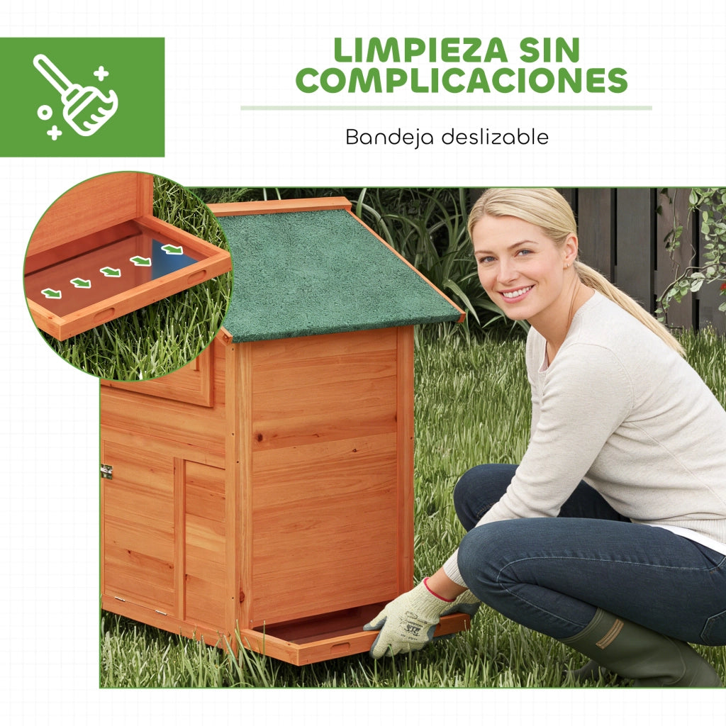 Pollaio da Giardino in Legno con Nido e Tetto Impermeabile ¨C Xylo ¨C 113,5x67,5x95,5 cm