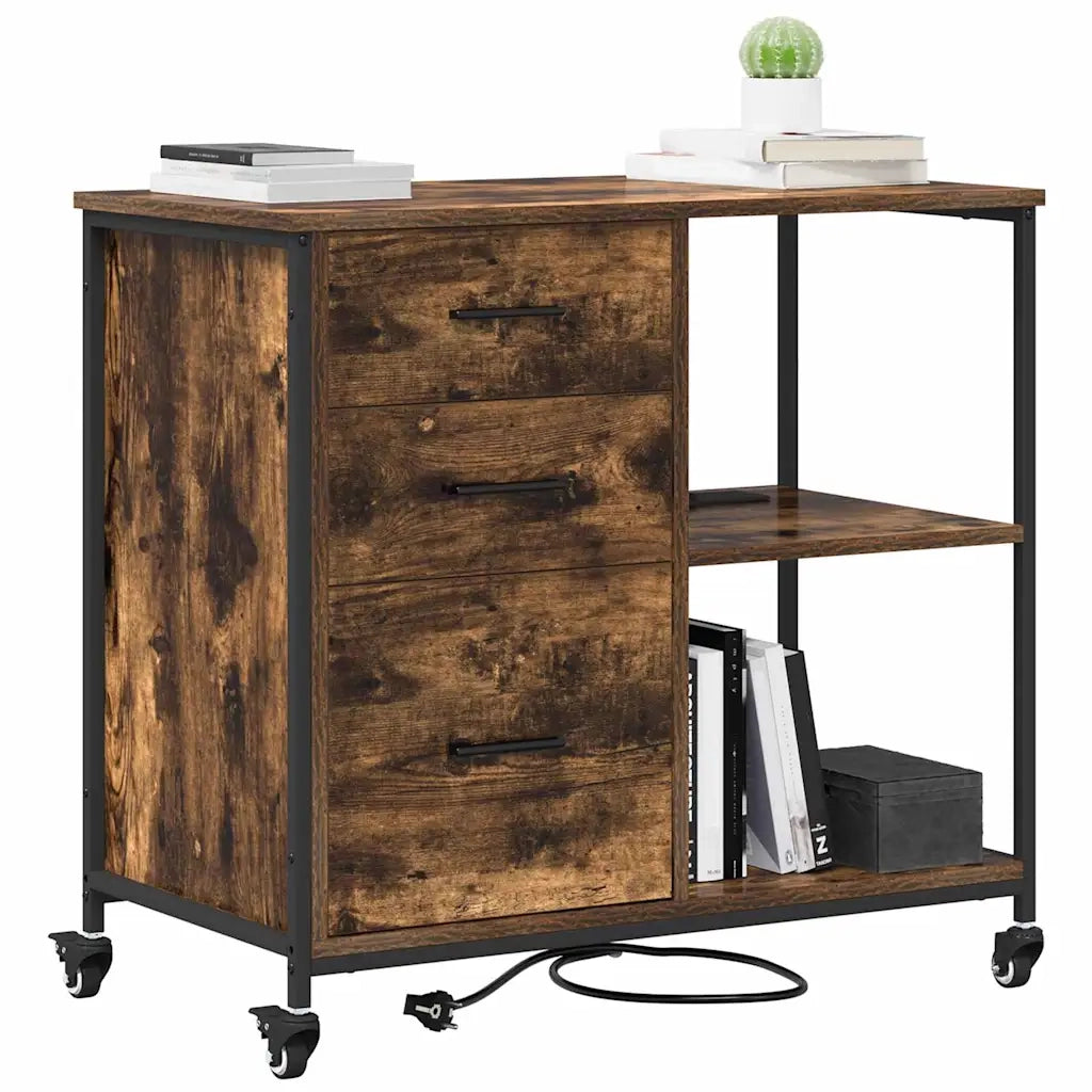 Cabina con Stazione di Ricarica Rovere fumé 76 x 41 x 72 cm 859837