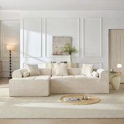 DIVANO Beige in Chenille con Imbottitura in Schiuma e Molle