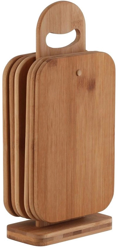 Set di taglieri in bambù - 6 pezzi - con base - ecosostenibile