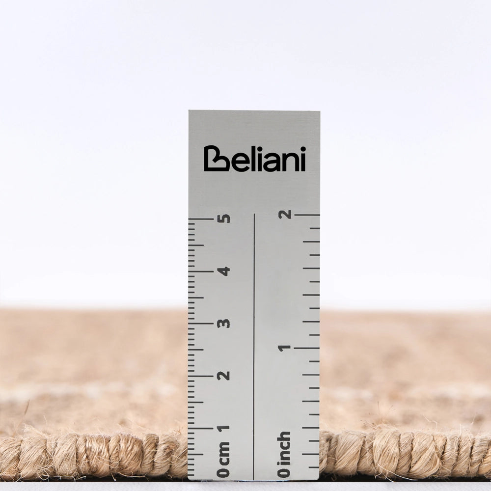 Tappeto Runner Beige e nero Iuta 80 x 300 cm con Motivo Rettangolare Tessuto Stile Rustico Soggiorno Camera Da Letto