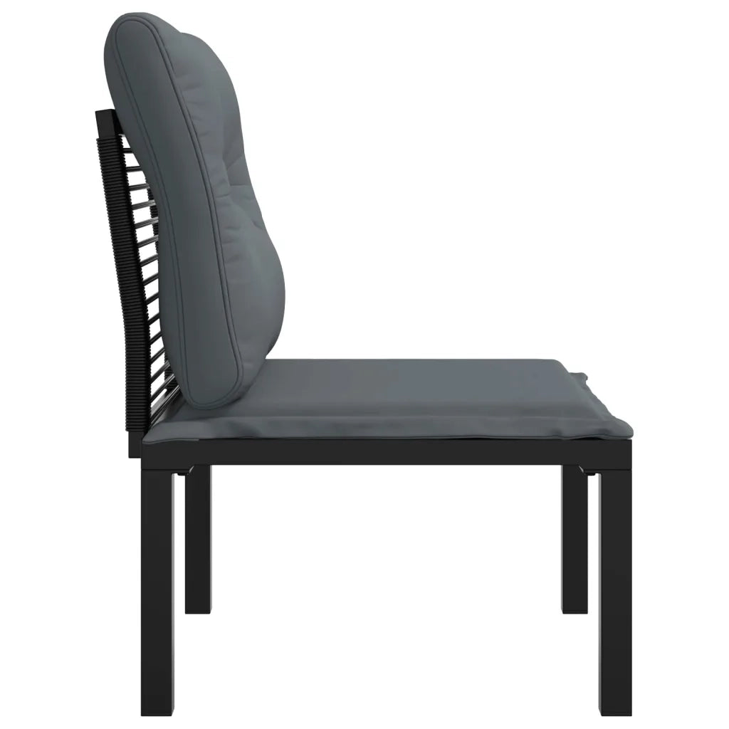 Poltrona da Giardino con Cuscini Polyrattan Nero e Grigio 362798