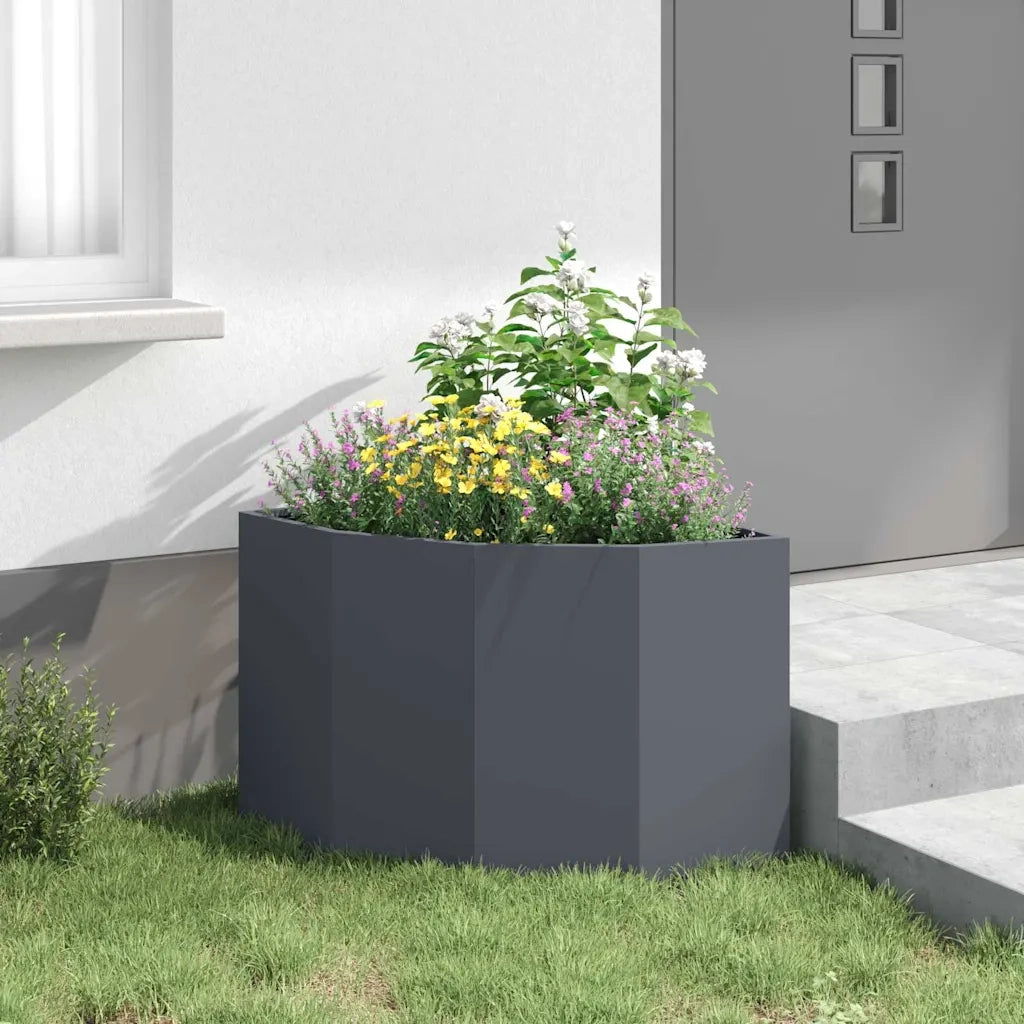 Vaso d'angolo Antracite 60 x 60 x 50 cm Acciaio 883663