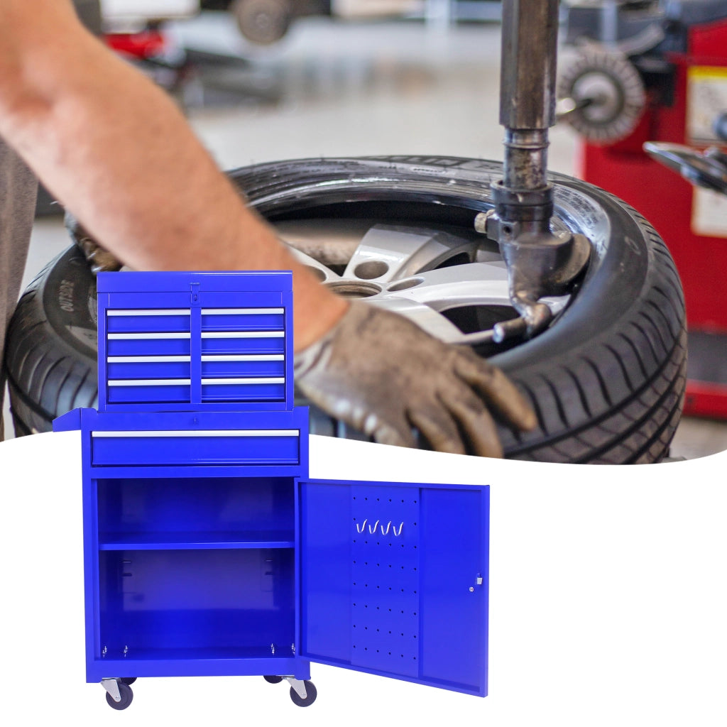 ARMADIO PORTAATTREZZI 56,5x32,5x68 cm in acciaio blu con 5 cassetti