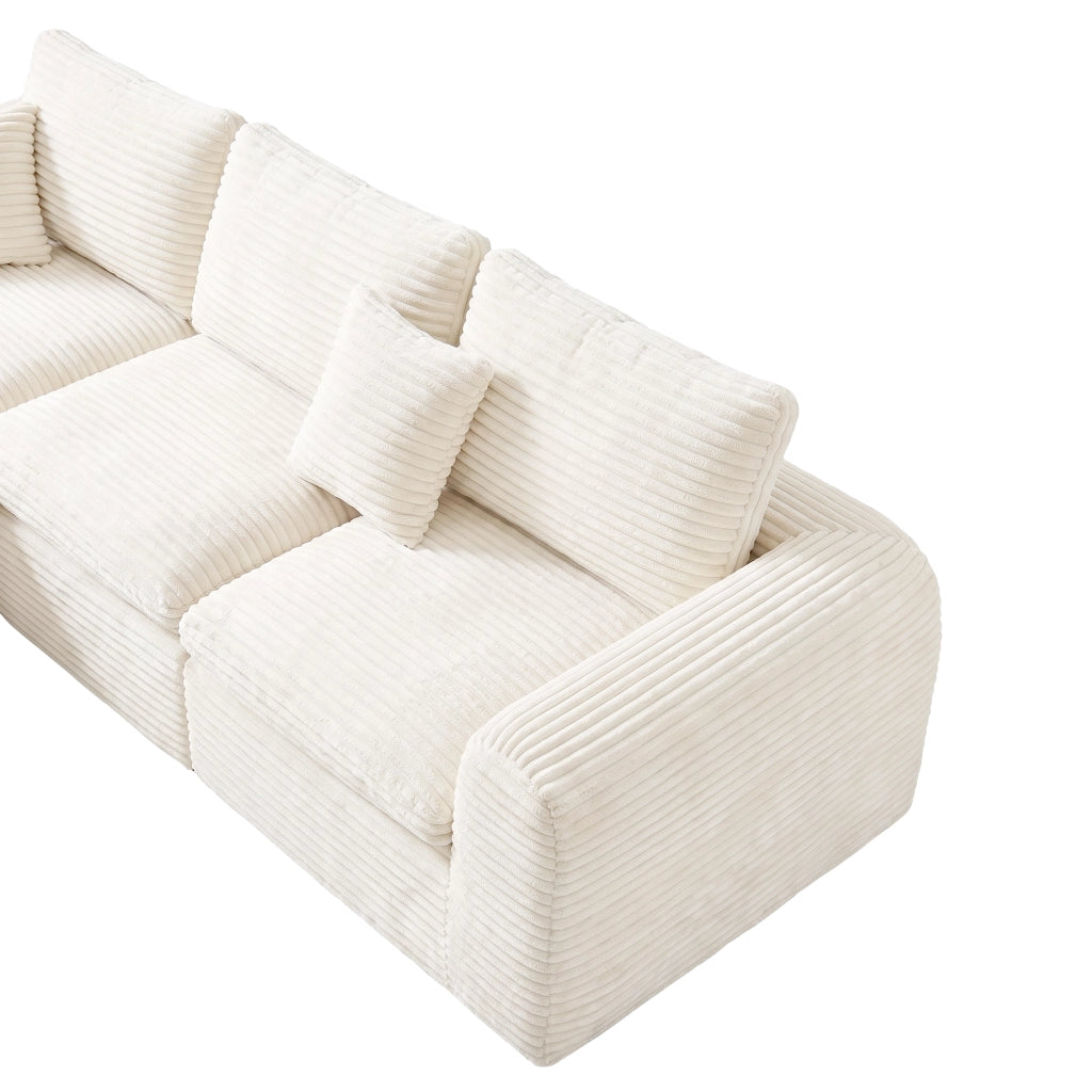 Divano modulare angolare con convertibile 3-in-1, funzione letto in schiuma e molle beige