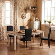 Sedia da Pranzo Set da 4 con Schienale Alto Design Ergonomico Salvaspazio in Similpelle Nero