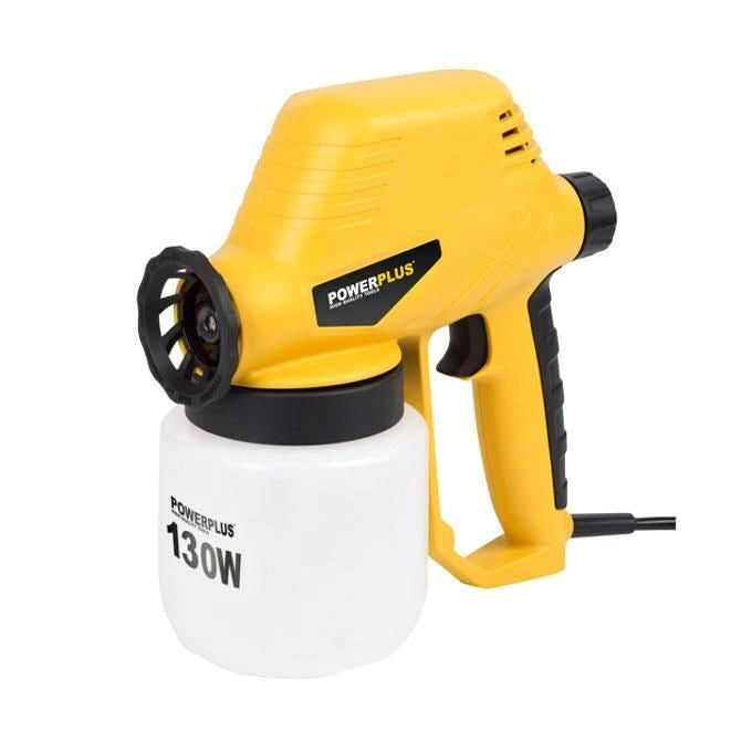 POWERPLUS POWX351 Pistola di pittura 130 W serbatoio 0,8 L flusso regolabile ugello 0,8 mm colore Giallo