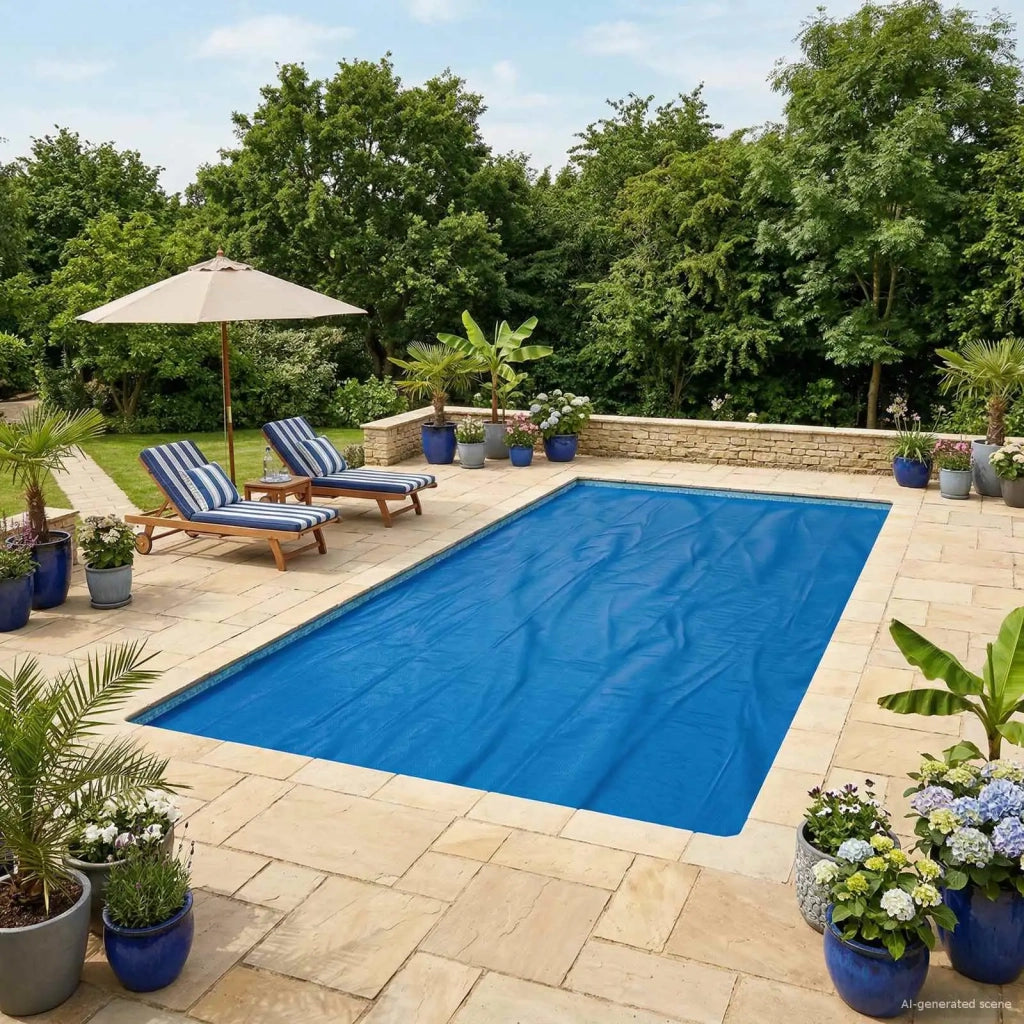 Copertura per Piscina di Alta Qualità Nero e Blu 732 x 366 cm 42034555