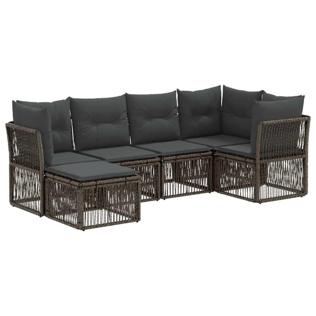 Set Divano da Giardino 6 pz Grigio polyrattan 3434291