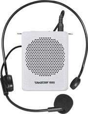 Amplificatore portatile con microfono a testa e coda per uso scolastico e presentazioni