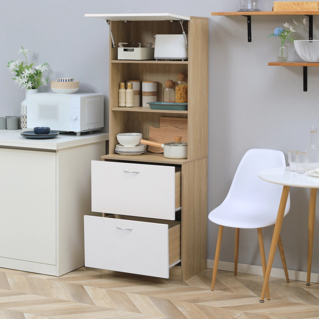 Armadio da cucina con cassetti e ripiano ¨C zephmum ¨C bianco 60x38x168 cm