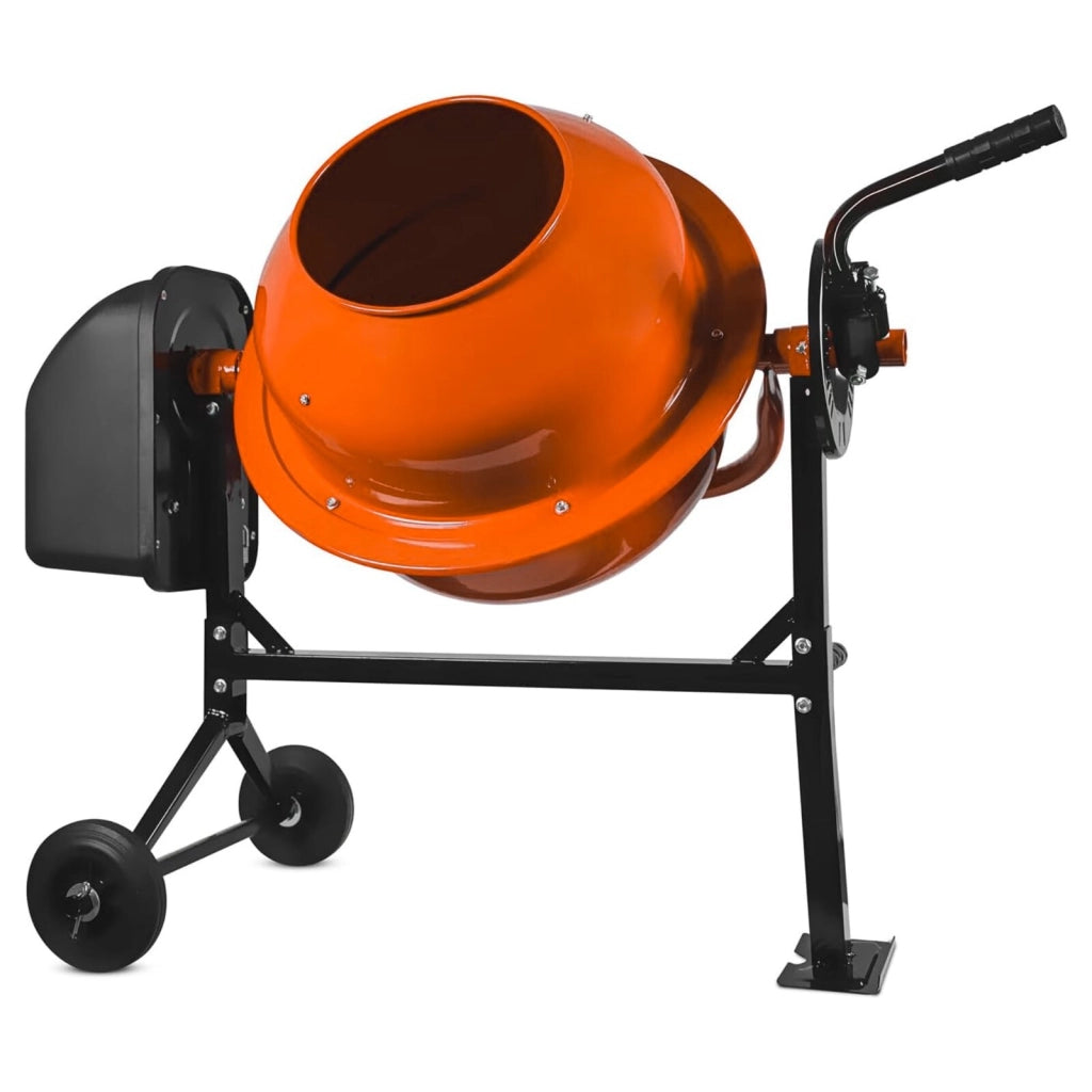 Betoniera Elettrica 140 Litri 550 Watt Impastatrice Miscelatore Cemento Con 2 Ruote E Certificazione CE Telaio In Acciaio Per Malta Calcestruzzo 30 Giri Al Minuto Colore Arancione