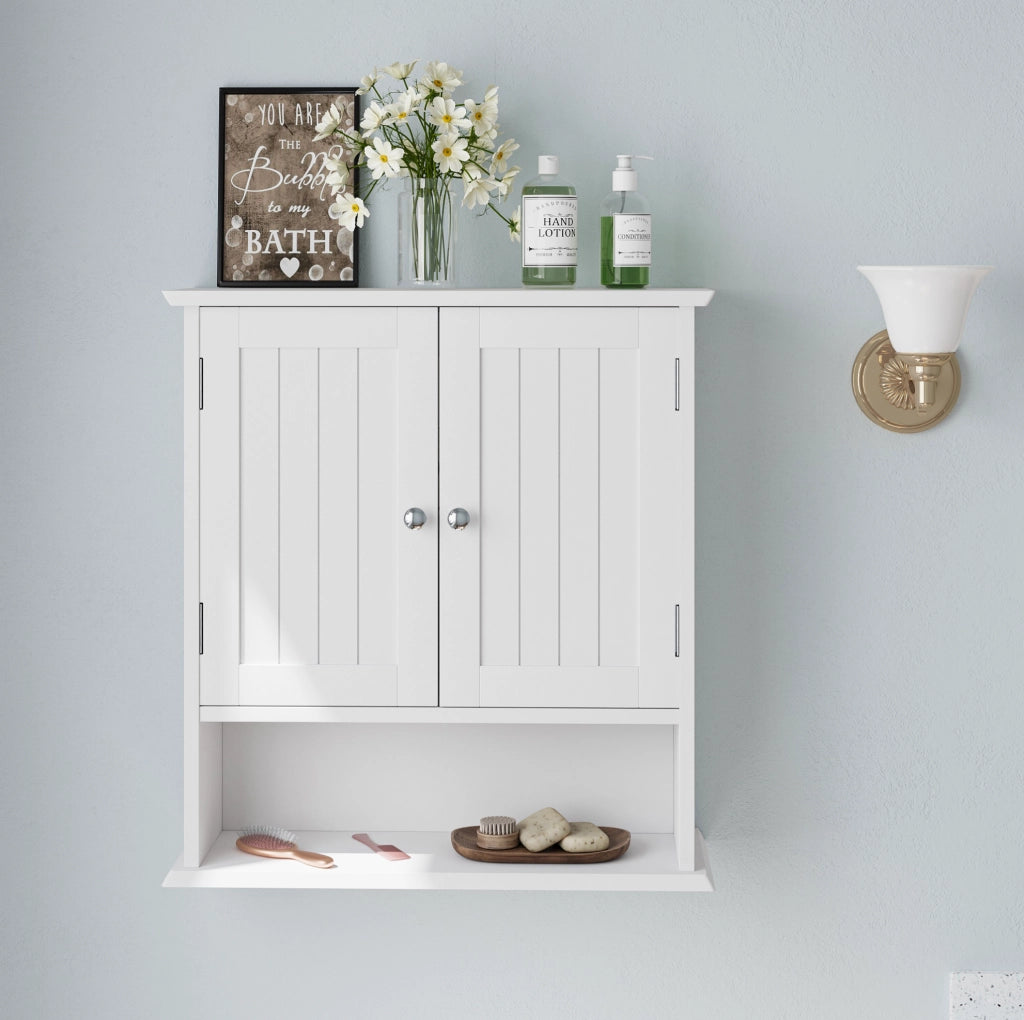 Mobile da bagno sospeso 54,6x19,8x59,9 cm con ripiani regolabili in MDF bianco