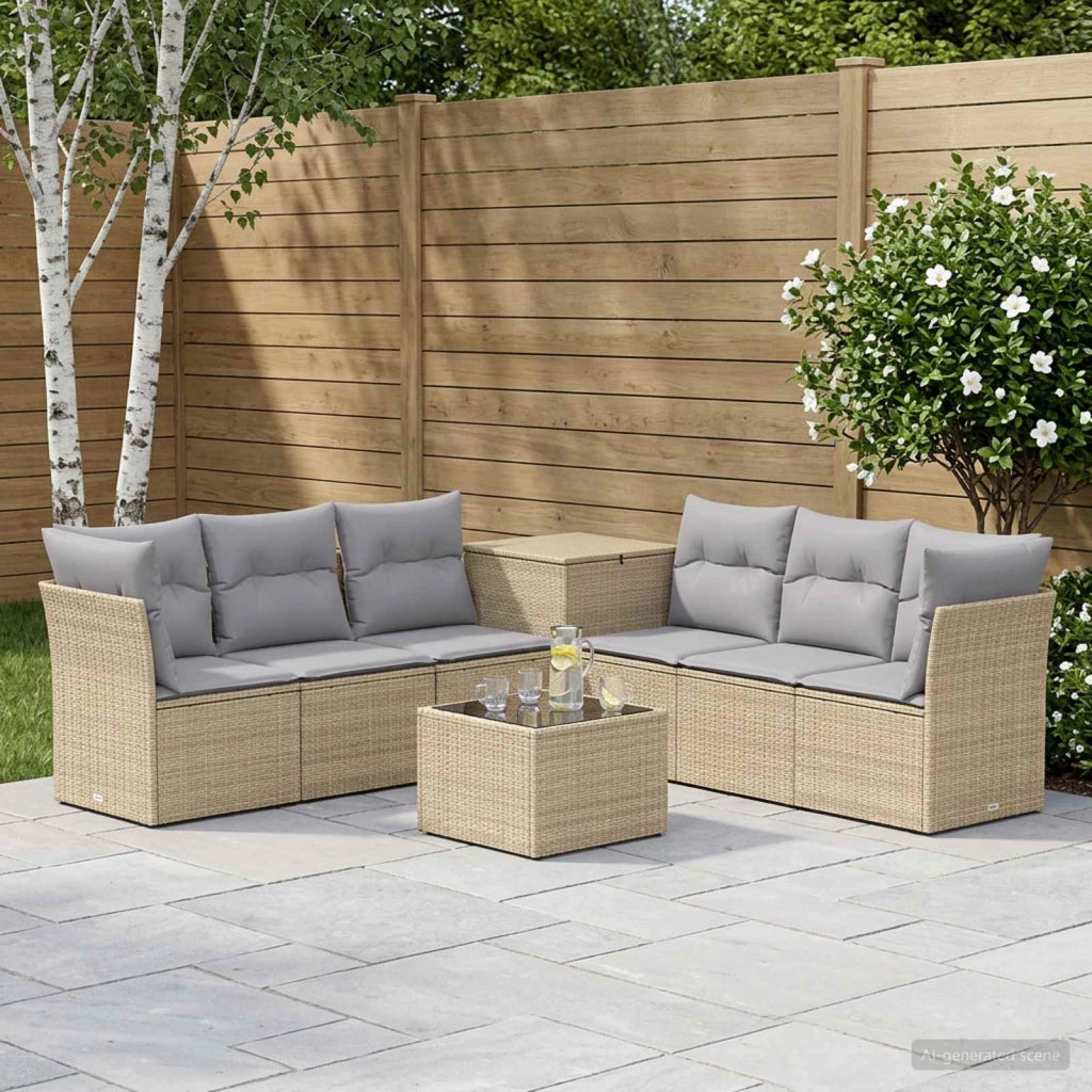 Set di divani 8 pz Beige e Grigio Chiaro 3448285