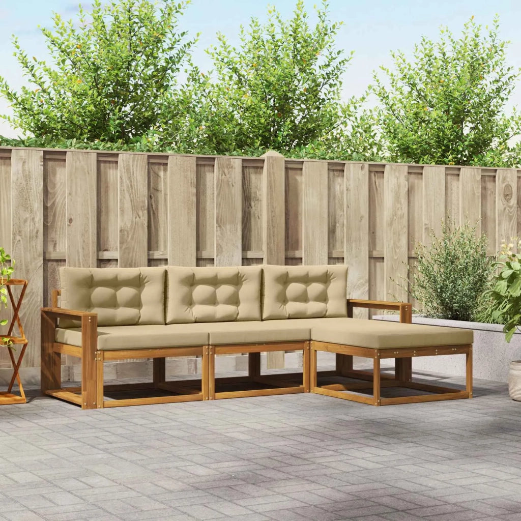 Set di divani da esterno con cuscino 4 pcs Naturale e Beige 3367411