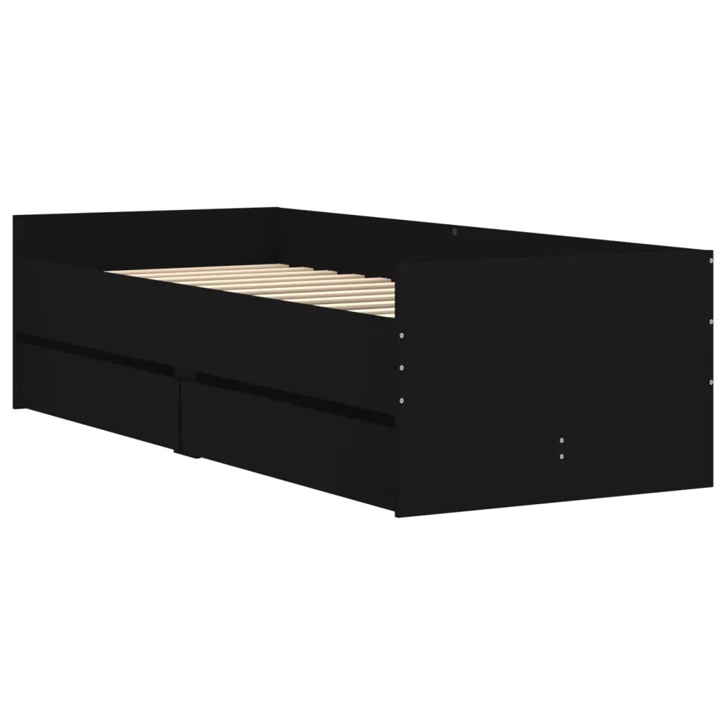 Giroletto-Struttura Letto Nero con Cassetti 75x190 cm Small Single 482499