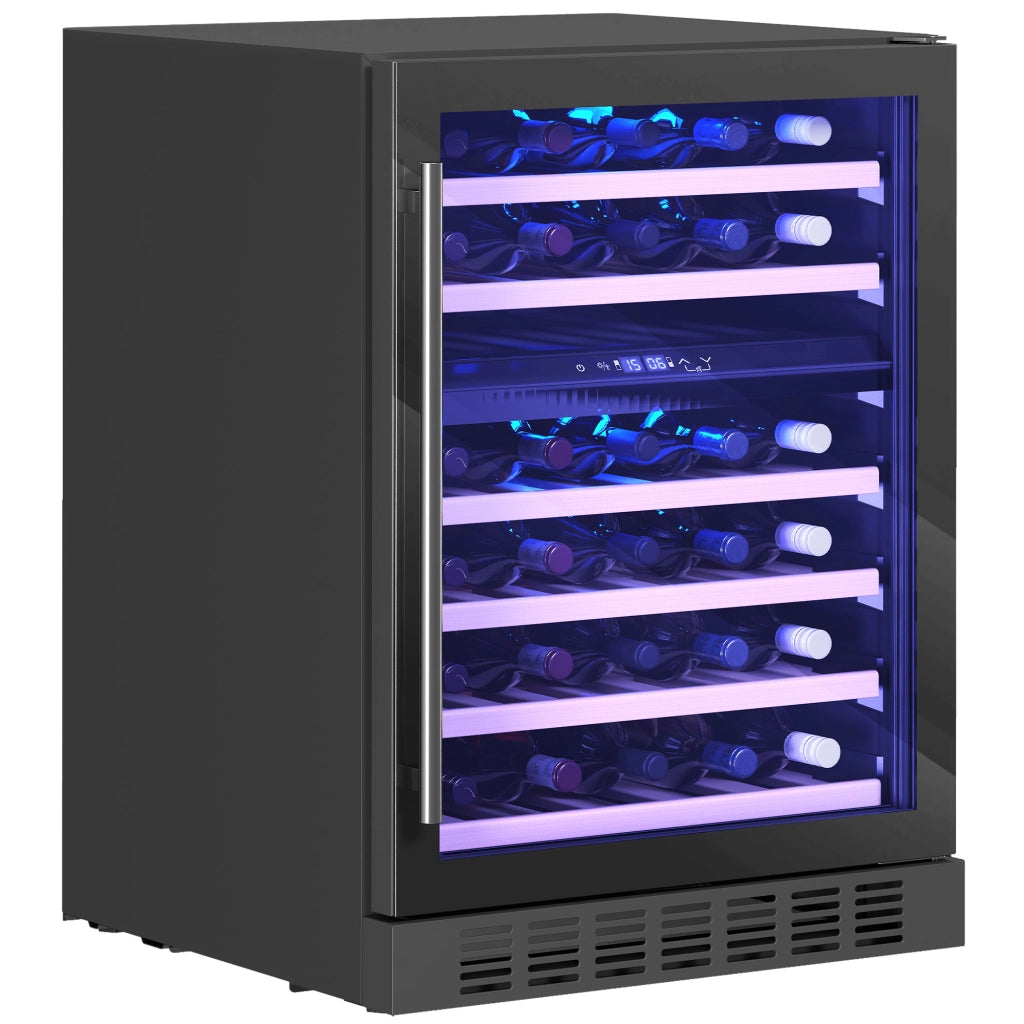 Cantinetta Vino Doppia Temperatura 5¨C18 ¡ãC 46 Bottiglie 131L con Porta in Vetro Temperato Triplo, Nero