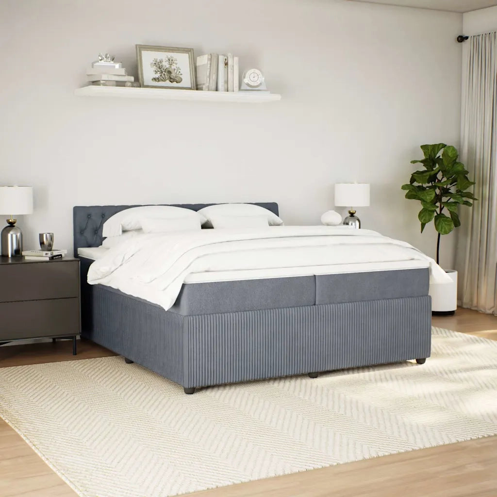 Giroletto a Molle con Materasso Grigio Scuro 200x200 cm Velluto 3290137