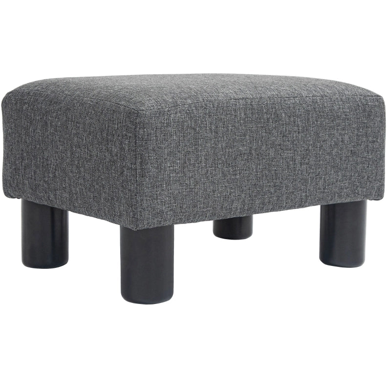 Pouf rettangolare imbottito in tessuto effetto lino grigio scuro
