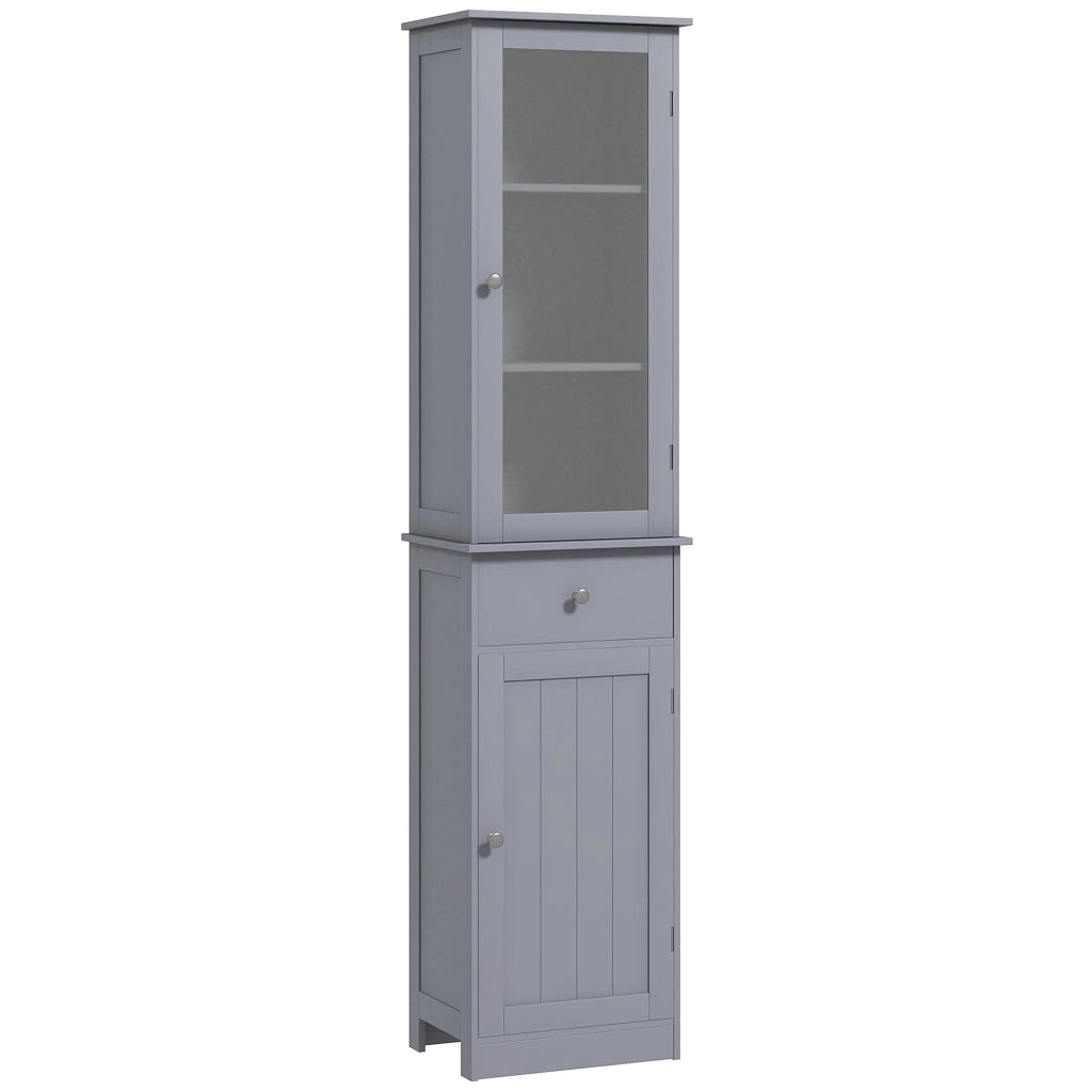 Mobile Colonna Bagno ¨C Xylo ¨C MDF Grigio con Anta e Cassetto