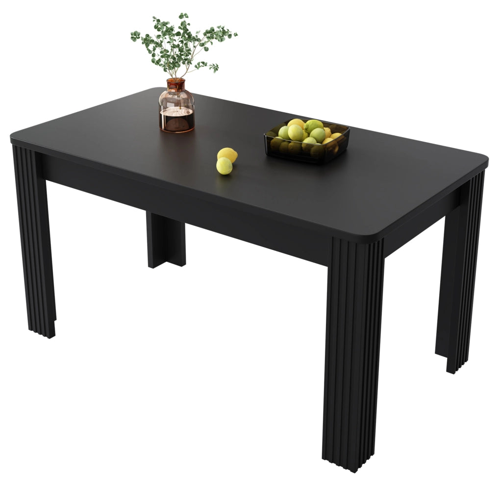 Tavolo da pranzo 116x65x75 cm in truciolato nero moderno, 4 gambe