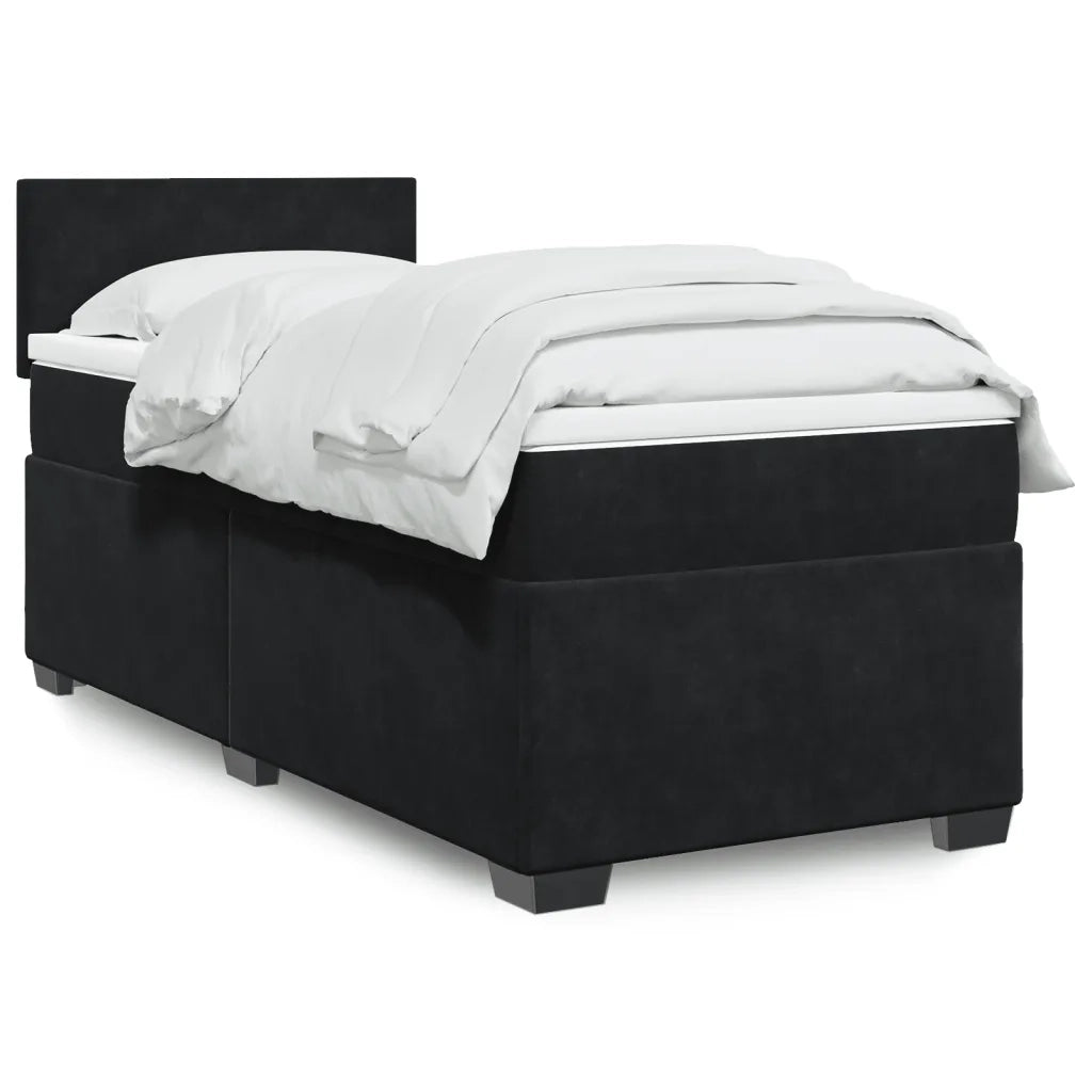 Giroletto a Molle con Materasso-Struttura Letto Nero 90x190 cm in Velluto 589987