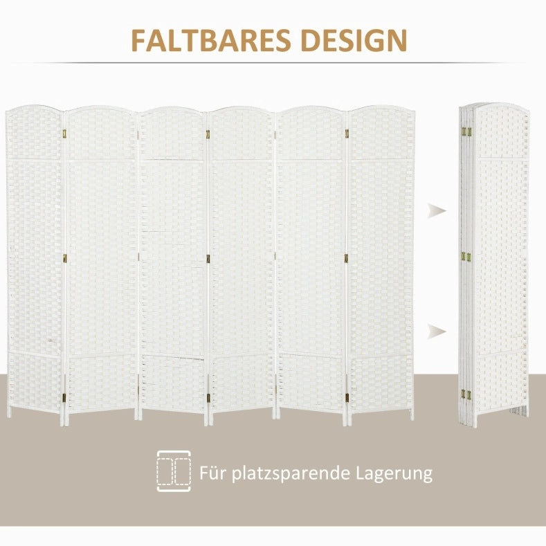 Paravento pieghevole bianco in legno e PP 240 x 170 cm