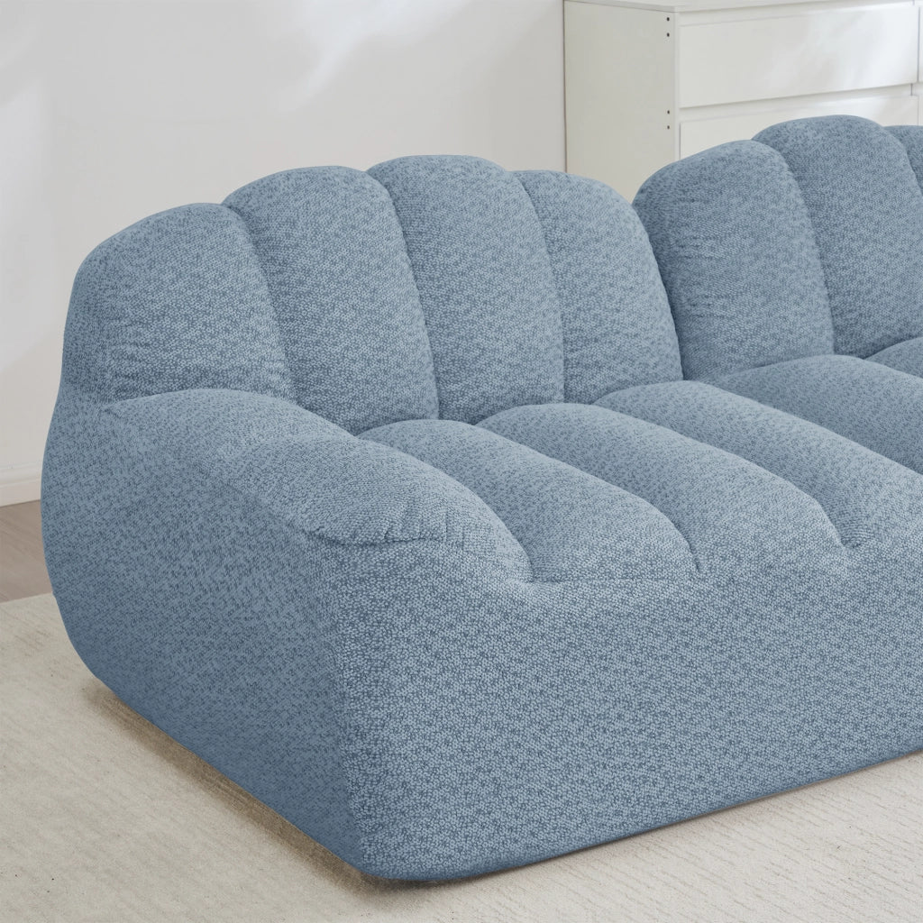 Divano Modulare U 4 Posti con 2 Ottoman ¨C Xylo ¨C Tessuto Morbido Blu, Seduta Profonda