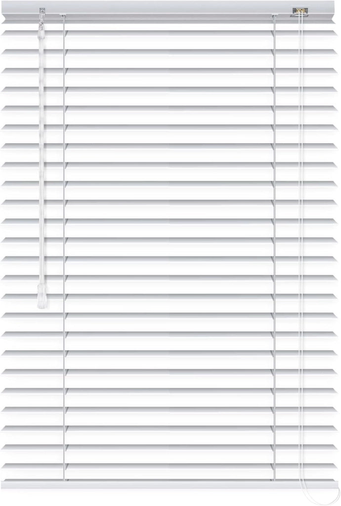 Tenda Veneziana Su Misura in Alluminio, Lamella da 25mm - Larghezza 1,25 x Altezza 1,50, Col. Bianco 001, Comando e Orientamento a Sinistra
