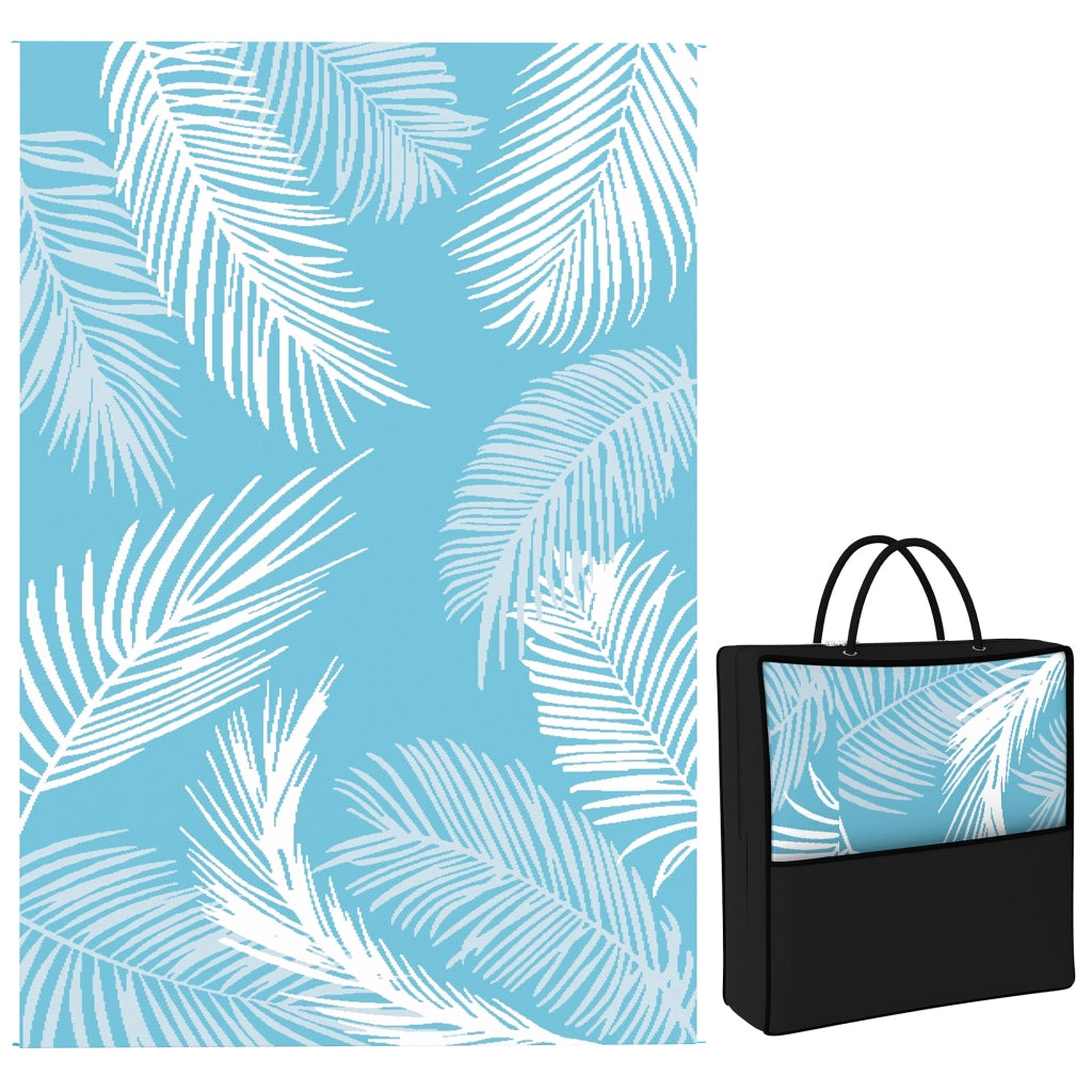 Tappeto da Esterno Reversibile Resistente con Sacchetto e Picchetti 274x182 cm ¨C Zephmum ¨C Azzurro+Bianco