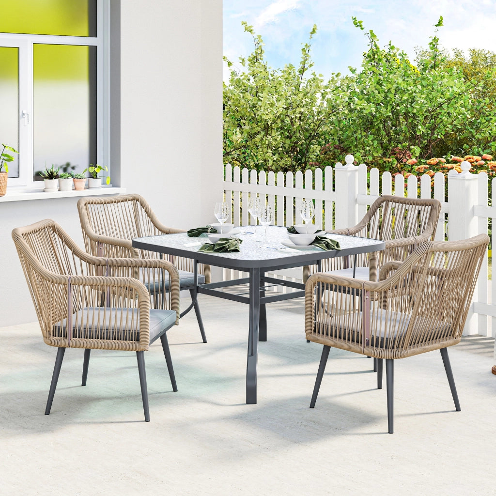 Sedia da giardino ¨C zephmum ¨C set di 2, in polyrattan e metallo, con cuscini e braccioli, 54x65x80 cm, grigio