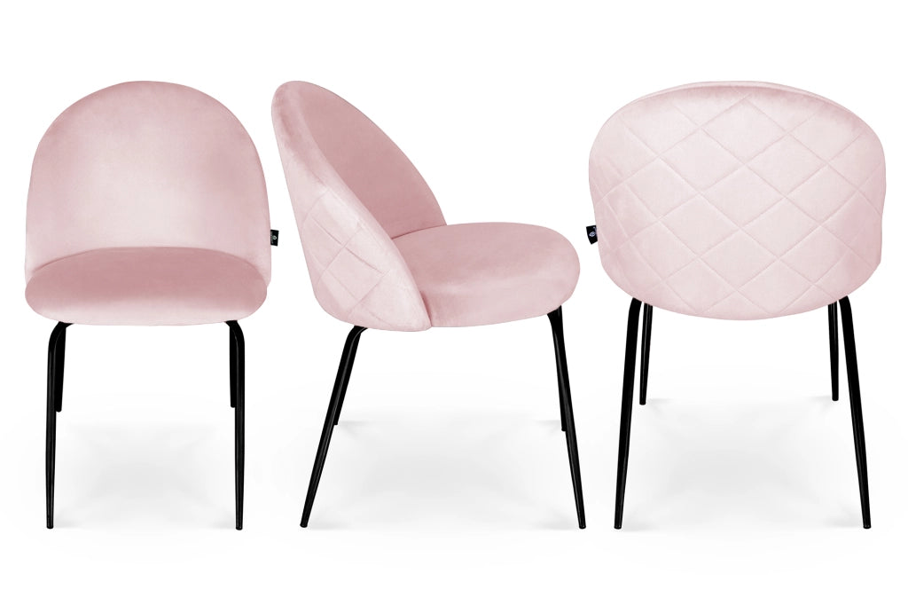 Set di 2 sedie da pranzo imbottite in velluto rosa piede nero – Nicole - SD19NIPN