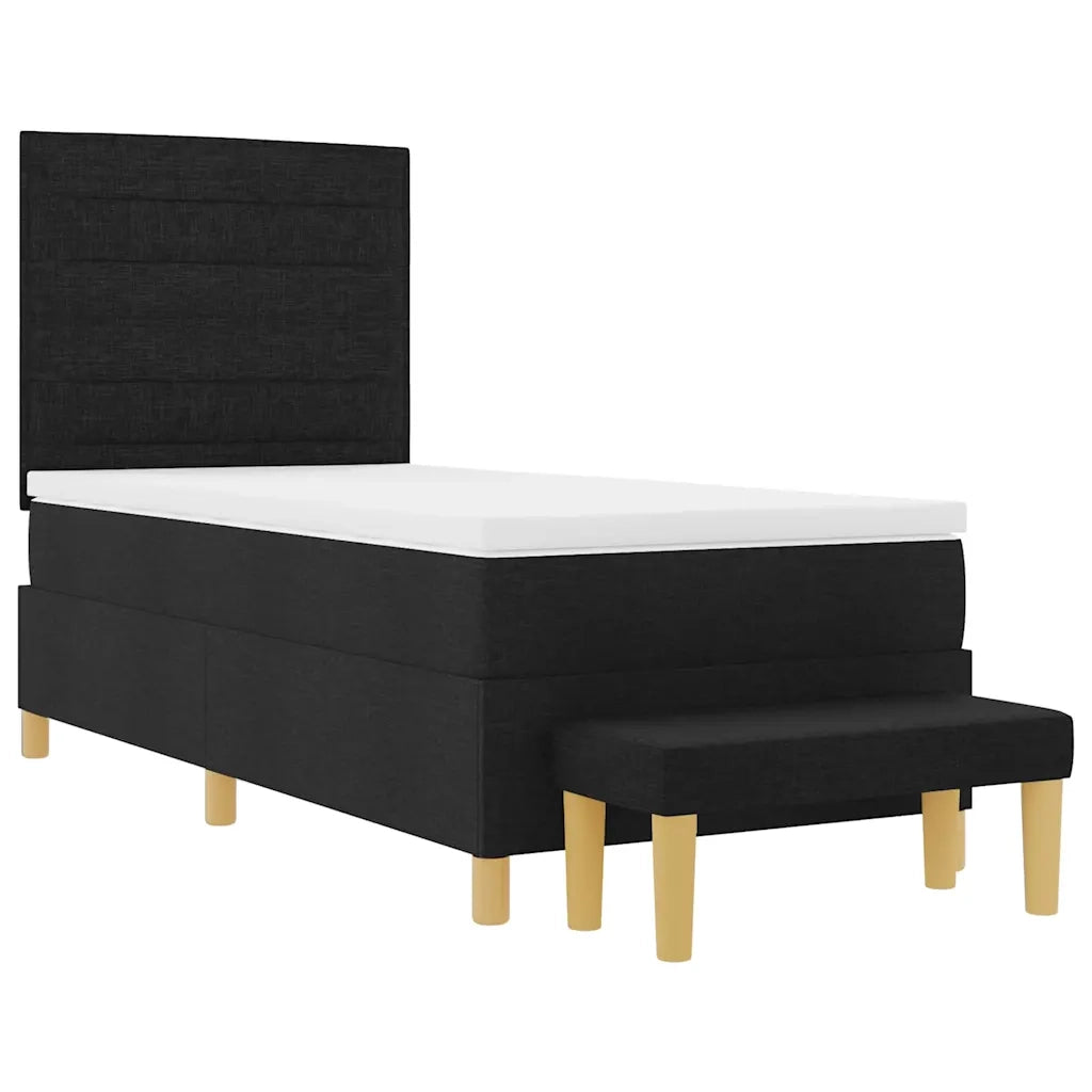 Letto a molle con materasso Nero 100 x 200 cm Tessuto