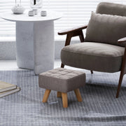 Sgabello imbottito grigio con gambe in legno