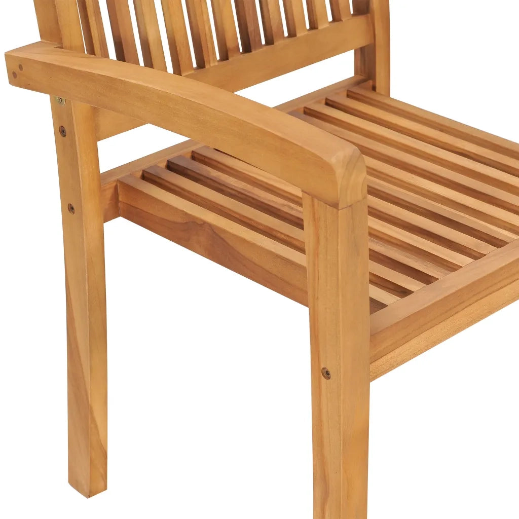 Sedie da Giardino Impilabili 4 pz con Cuscini Massello di Teak 3073224