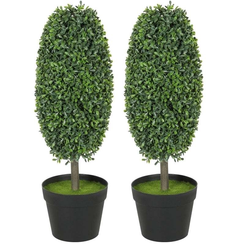 Set di 2 piante artificiali da 60 cm in plastica verde UV per interno/esterno