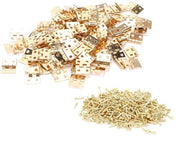 Set di Scharnieri Mini - 100 pezzi - Ottone - Formato compatto 8 x 10 mm - Sieradendozoni DIY - Materiale inossidabile - Scharnieri miniaturizzati