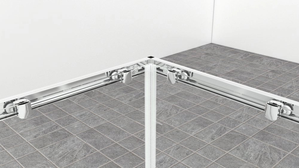 Box doccia angolare 90x90 cm con ante scorrevoli in cristallo temperato 6mm H 190cm LILIA - Cromato Lucido